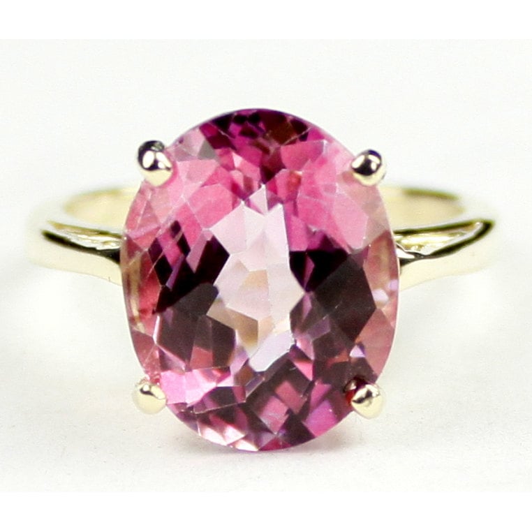 10K Gold Ring Pure Pink Topaz R055 Image 1