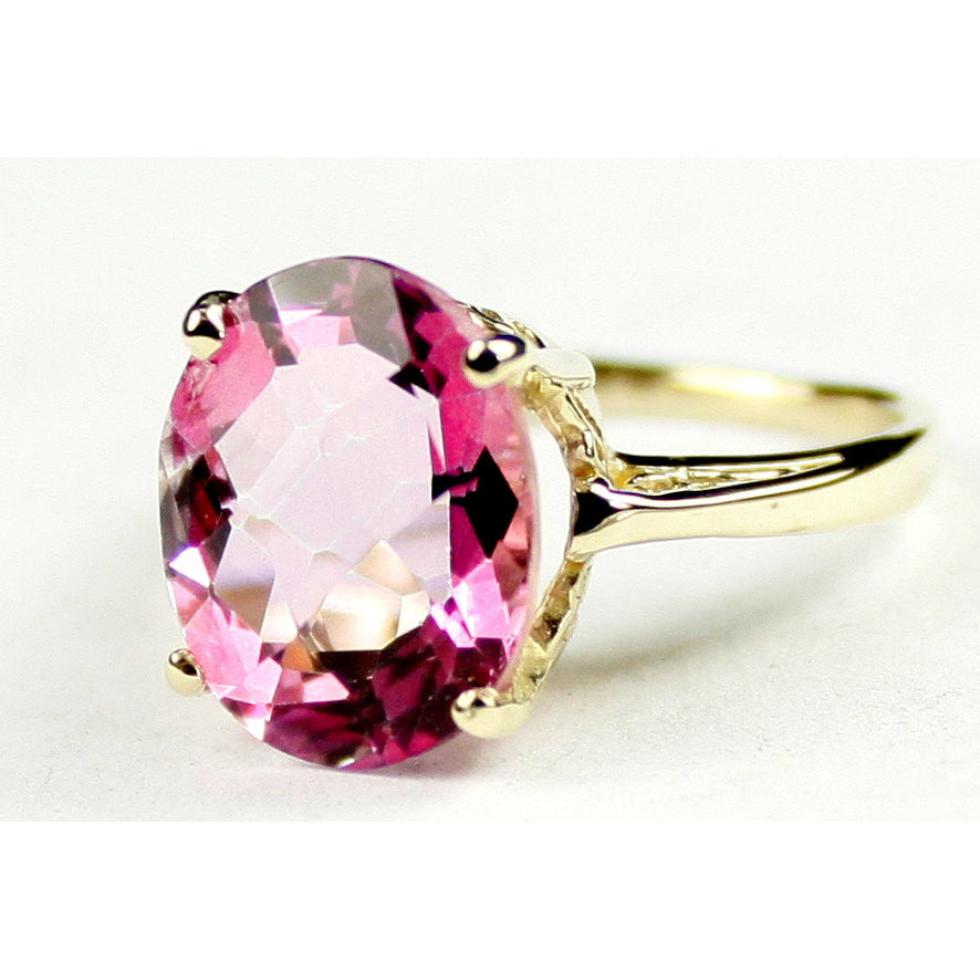 10K Gold Ring Pure Pink Topaz R055 Image 2