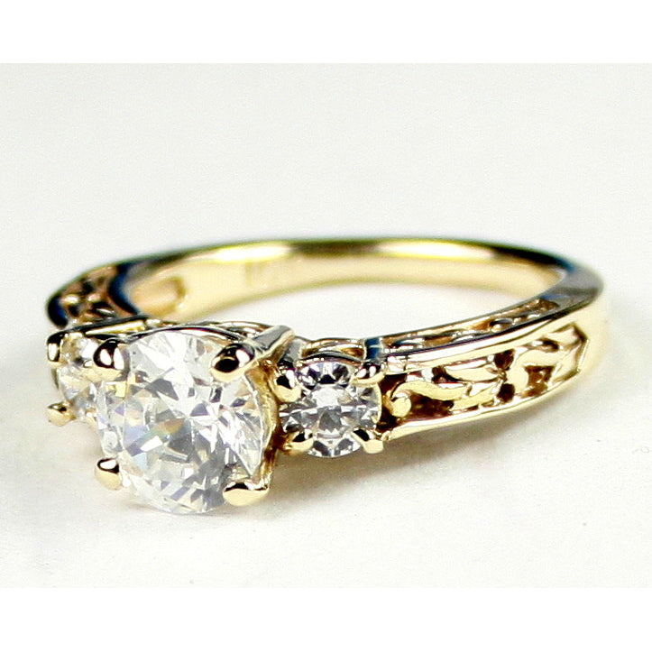 R254Cubic Zirconia w/ 2 Accents10KY Gold Ring Image 2