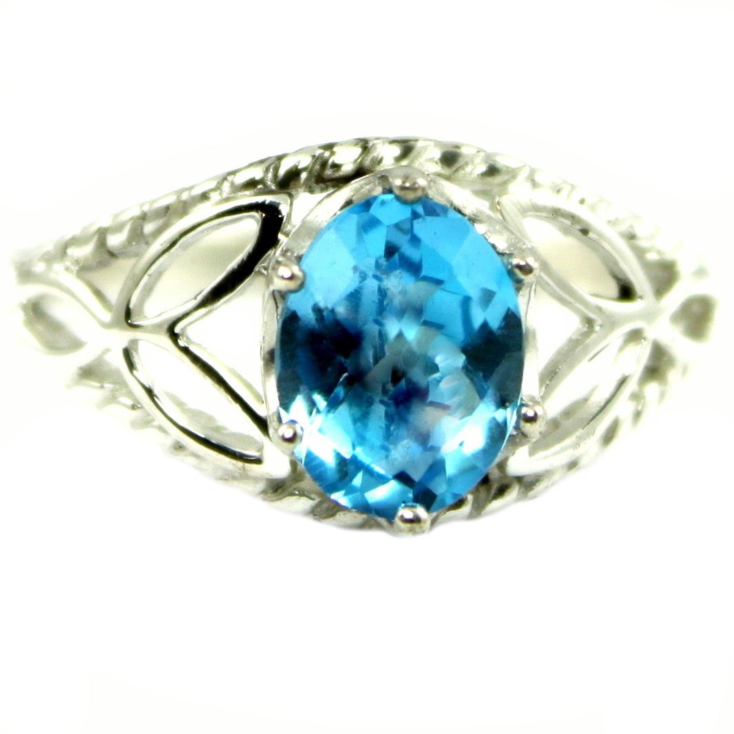 SR137 Swiss Blue Topaz 925 Sterling Silver Ring Image 1