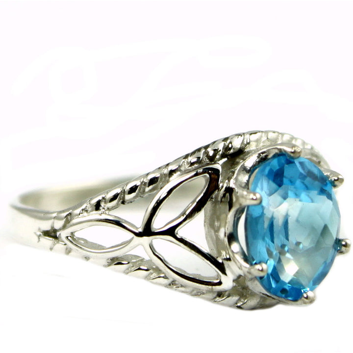 SR137 Swiss Blue Topaz 925 Sterling Silver Ring Image 2