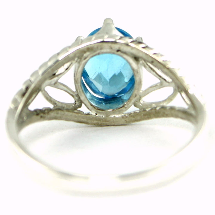 SR137 Swiss Blue Topaz 925 Sterling Silver Ring Image 3