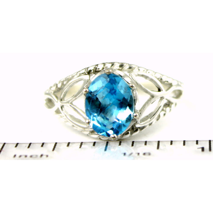 SR137 Swiss Blue Topaz 925 Sterling Silver Ring Image 4