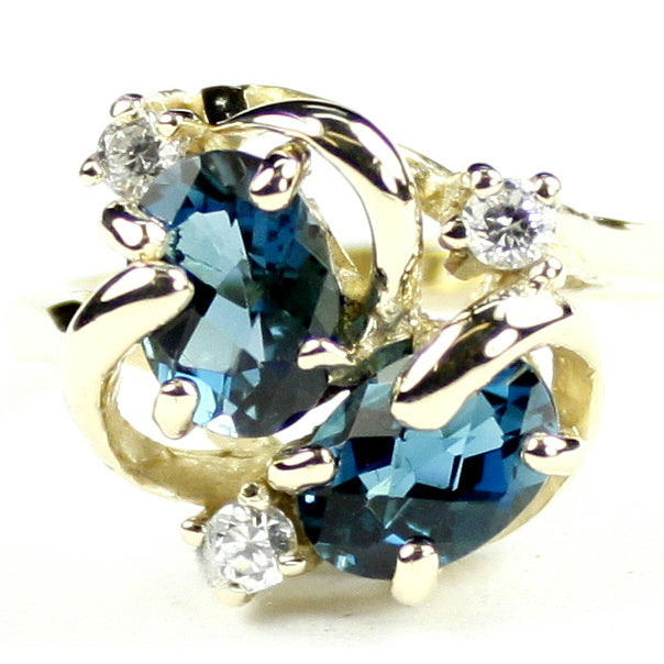 10K Gold Ladies Ring London Blue Topaz R016 Image 1