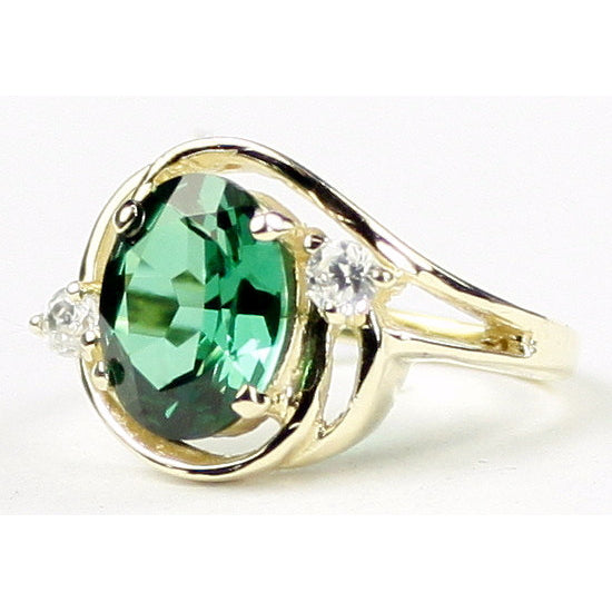 10K Gold Ring Created Emerald R021 Image 2