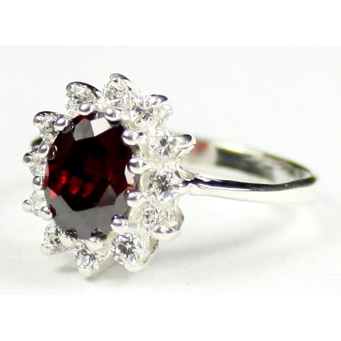 SR235 Garnet CZ 925 Sterling Silver Ring Image 2