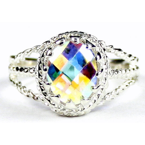 SR070 9x7mm Mercury Mist Topaz 925 Sterling Silver Ring Image 1