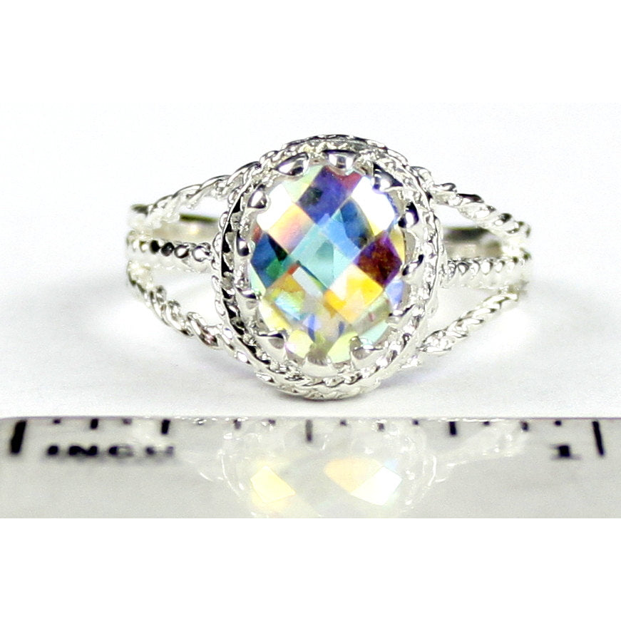 SR070 9x7mm Mercury Mist Topaz 925 Sterling Silver Ring Image 4