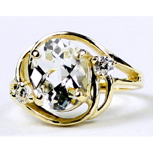 10K Gold Ring Silver Topaz R021 Image 1