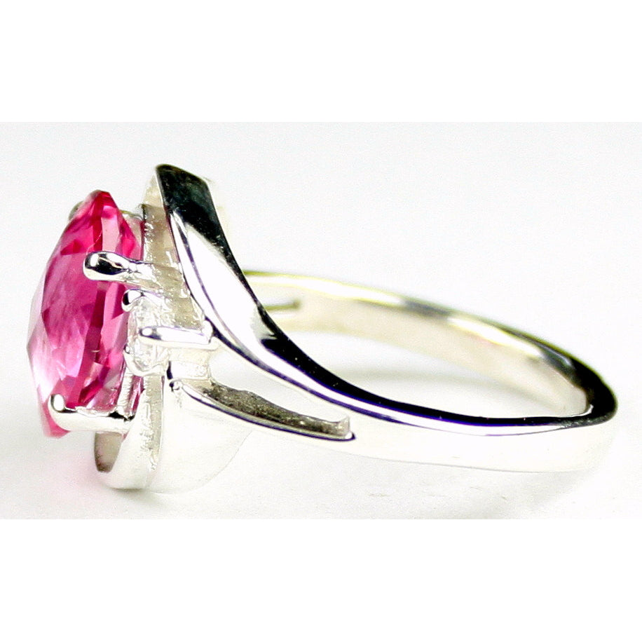 Sterling Silver Ladies Ring Created Pink Sapphire SR021 Image 3