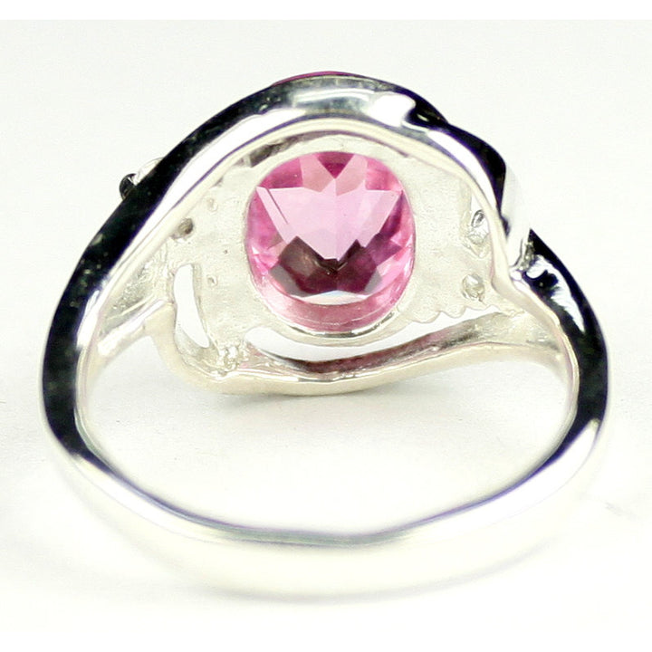 Sterling Silver Ladies Ring Created Pink Sapphire SR021 Image 4