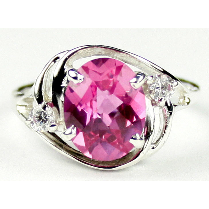 Sterling Silver Ladies Ring Pure Pink Topaz SR021 Image 1