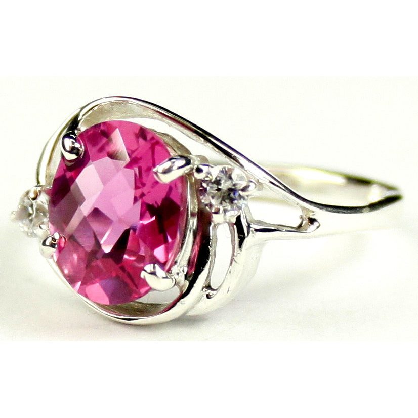 Sterling Silver Ladies Ring Pure Pink Topaz SR021 Image 2