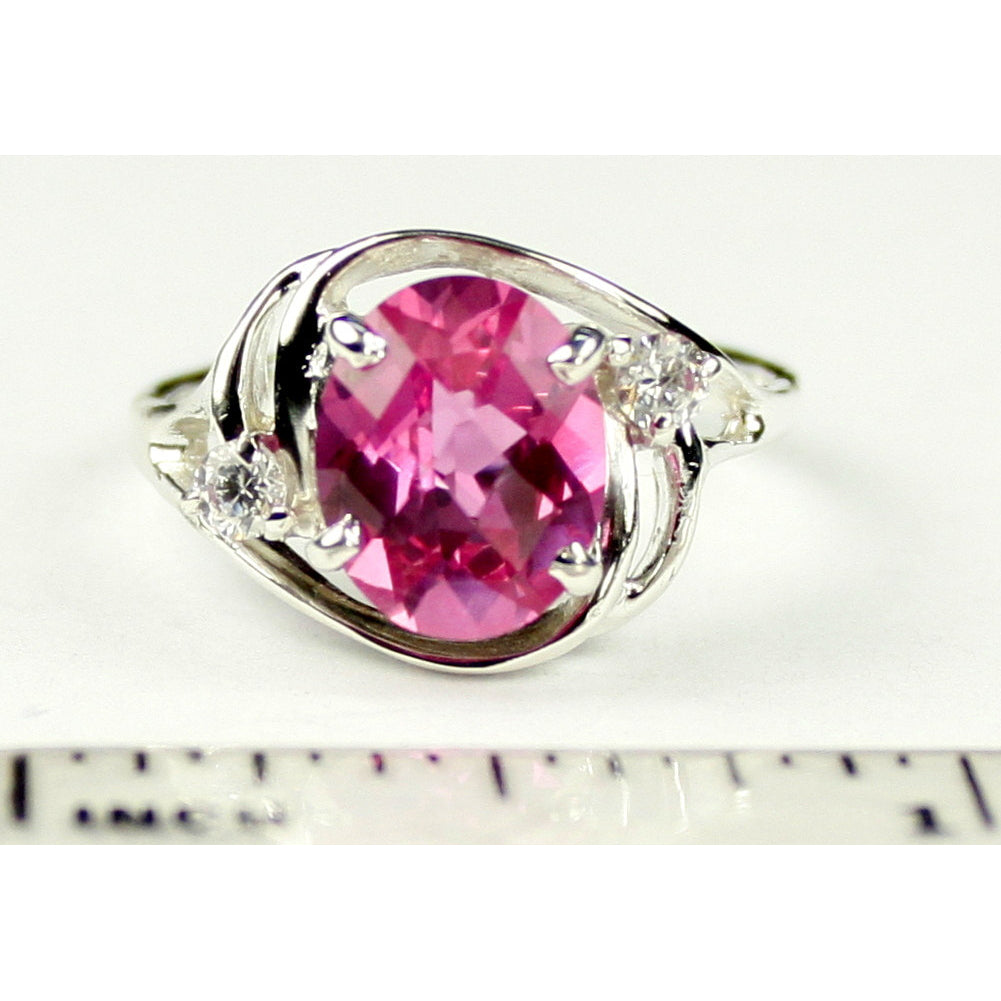 Sterling Silver Ladies Ring Pure Pink Topaz SR021 Image 4