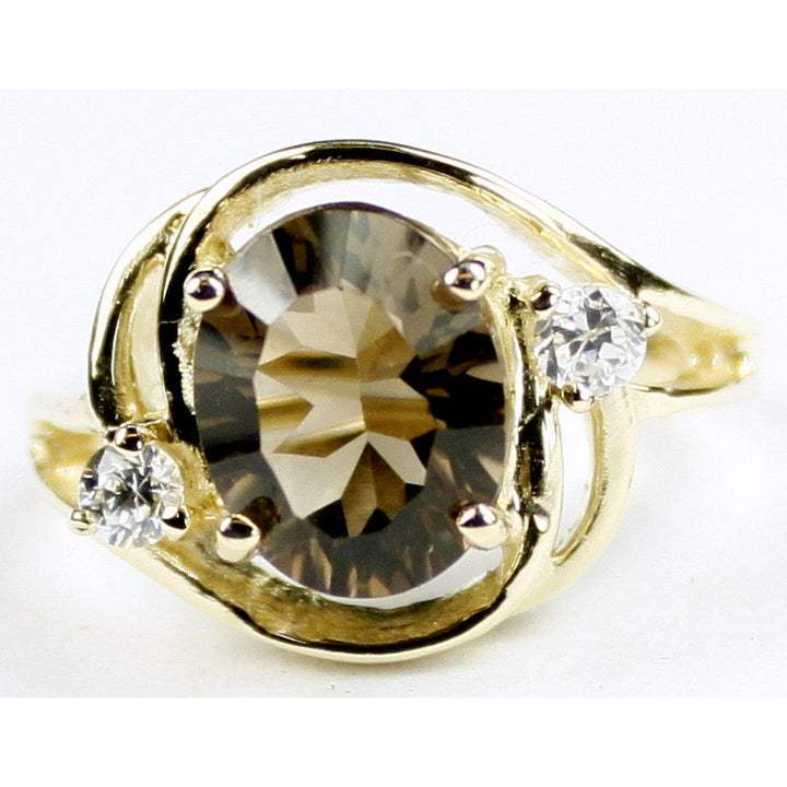 10K Gold Ring Concave Smoky Quartz R021 Image 1