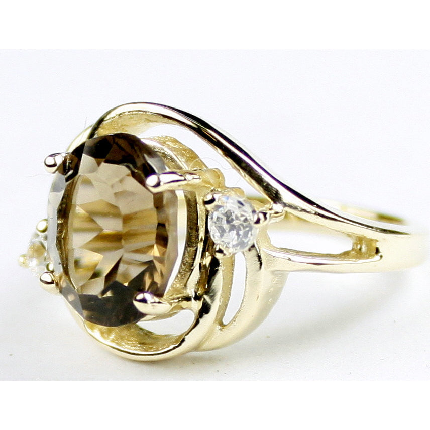 10K Gold Ring Concave Smoky Quartz R021 Image 2