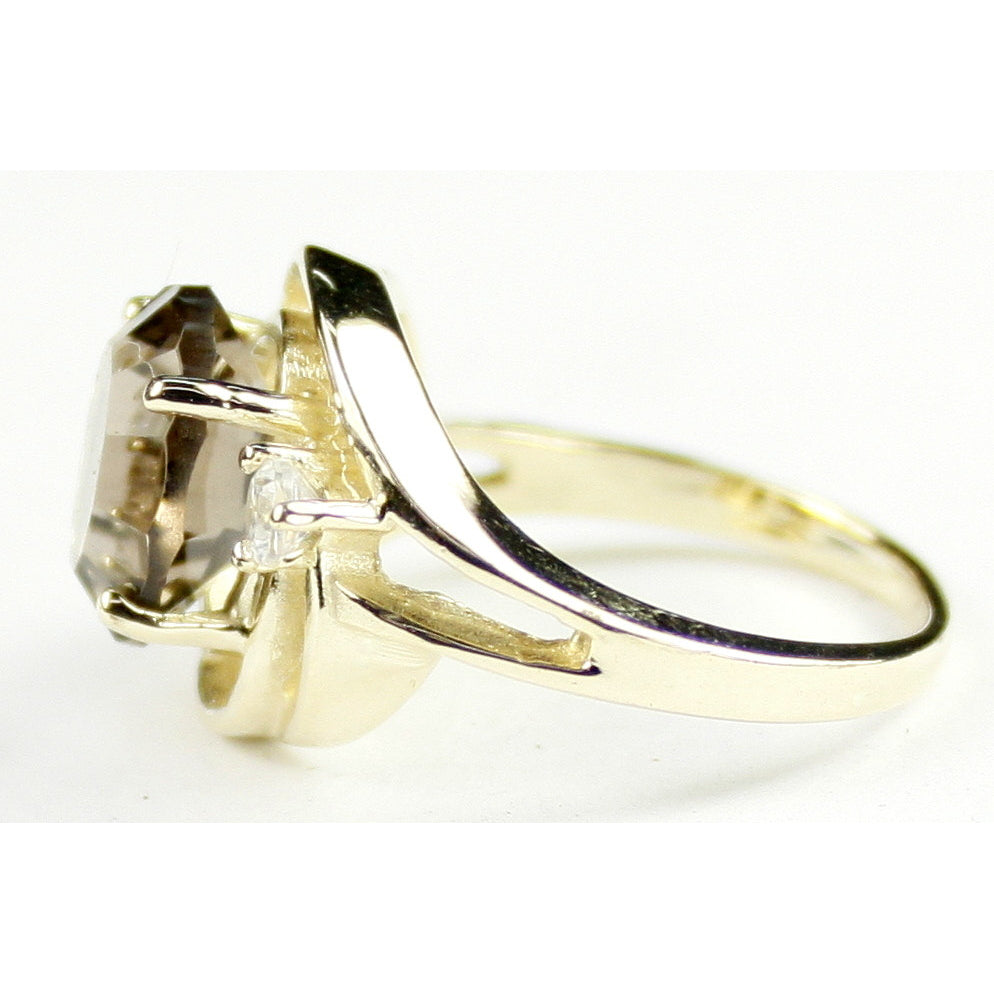 10K Gold Ring Concave Smoky Quartz R021 Image 3