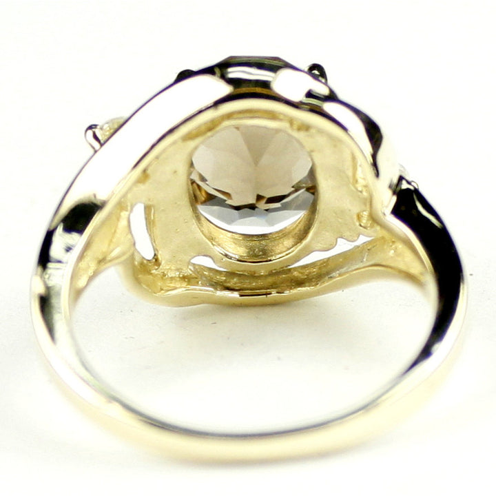 10K Gold Ring Concave Smoky Quartz R021 Image 4