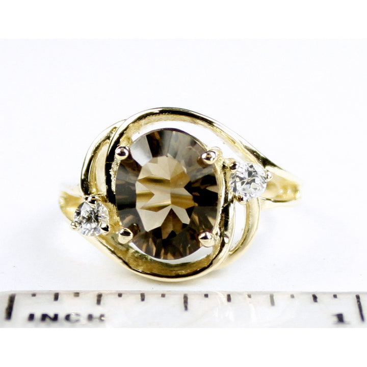 10K Gold Ring Concave Smoky Quartz R021 Image 4