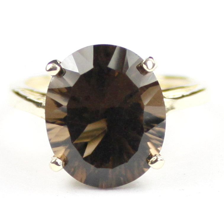 10K Gold Ring Concave Smoky Quartz R055 Image 1