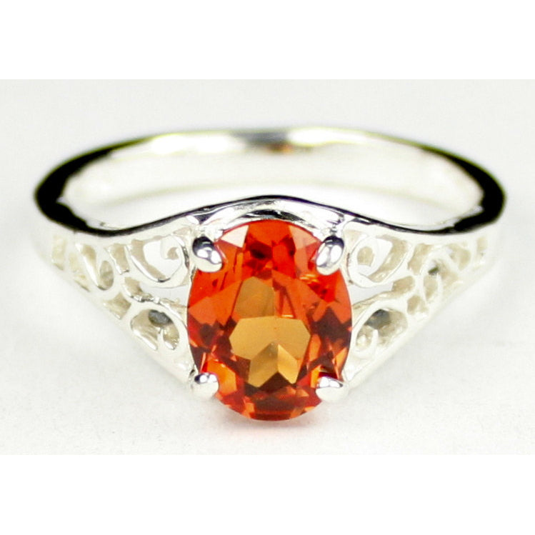 Sterling Silver Ladies Ring Created Padparadsha Sapphire SR005 Image 1