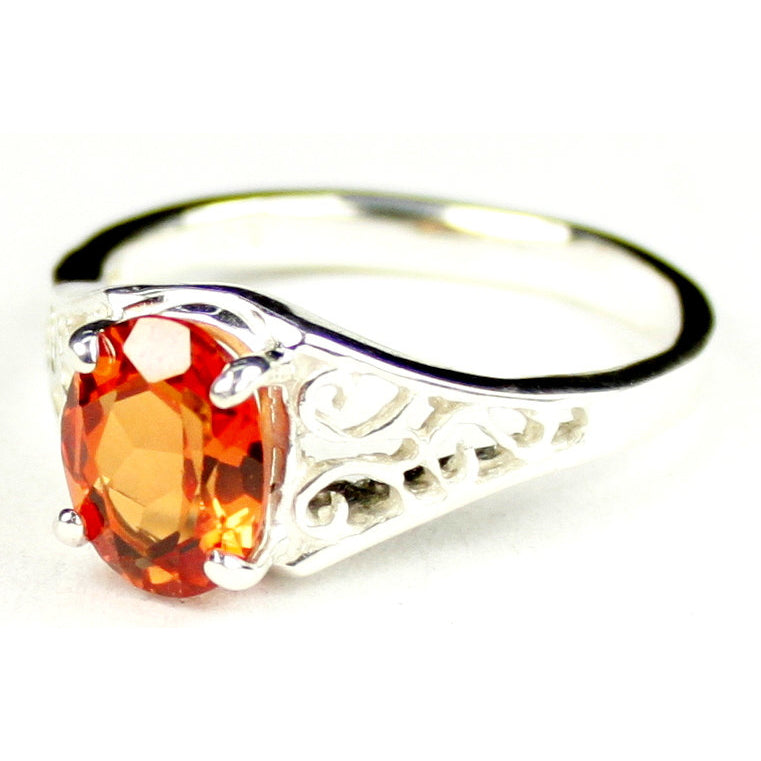 Sterling Silver Ladies Ring Created Padparadsha Sapphire SR005 Image 2