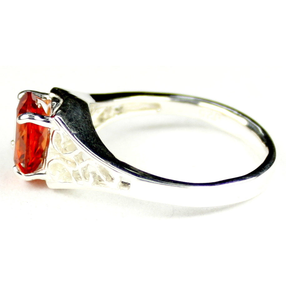 Sterling Silver Ladies Ring Created Padparadsha Sapphire SR005 Image 3