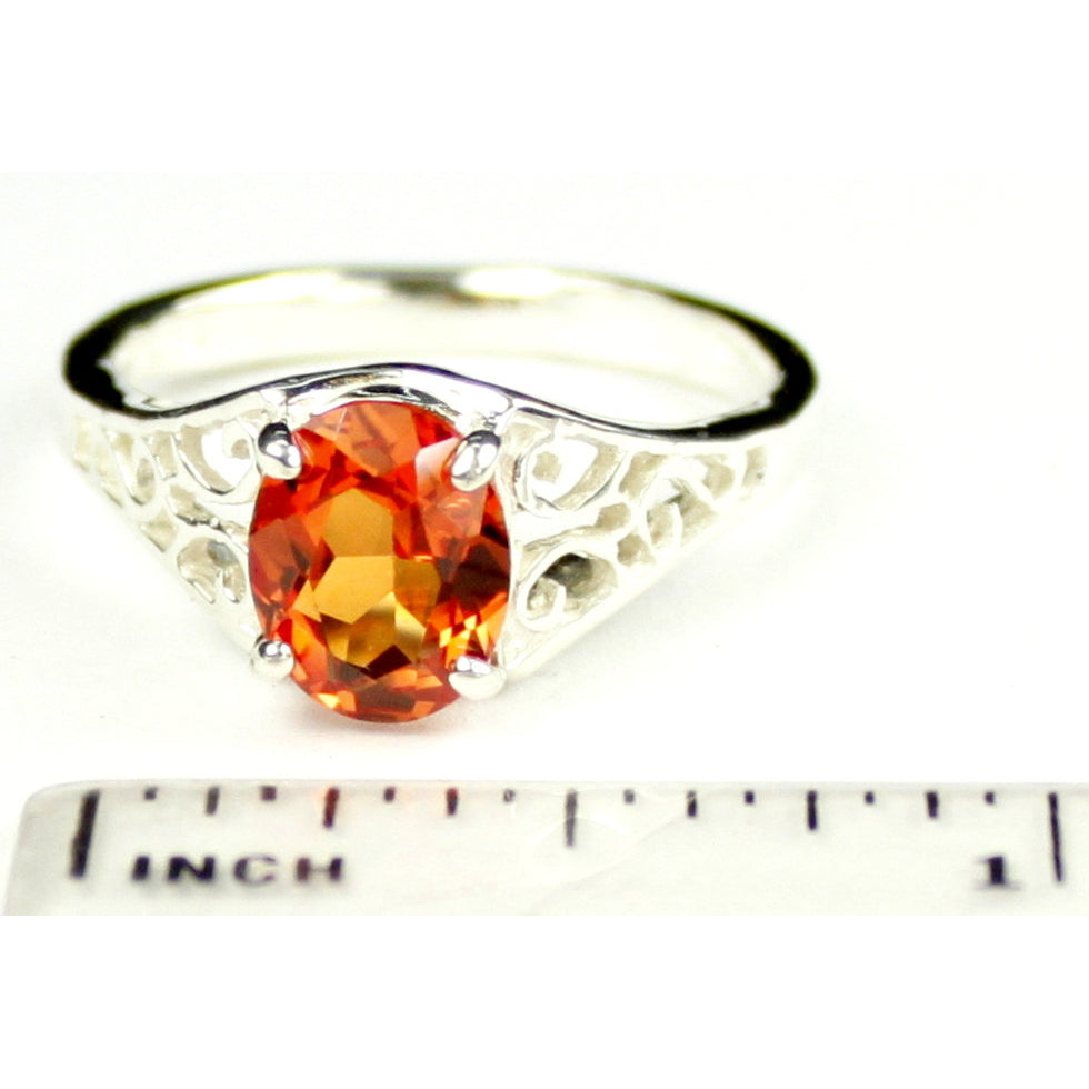 Sterling Silver Ladies Ring Created Padparadsha Sapphire SR005 Image 4