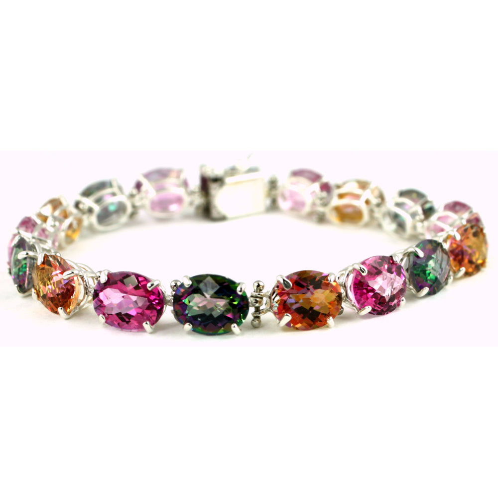 Sterling Silver Bracelet Mystic FireTwilight Fire and Pure Pink Topaz SB003 Image 2