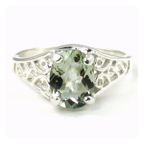 Sterling Silver Ladies Ring Green Amethyst SR005 Image 1