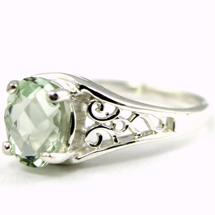 Sterling Silver Ladies Ring Green Amethyst SR005 Image 2