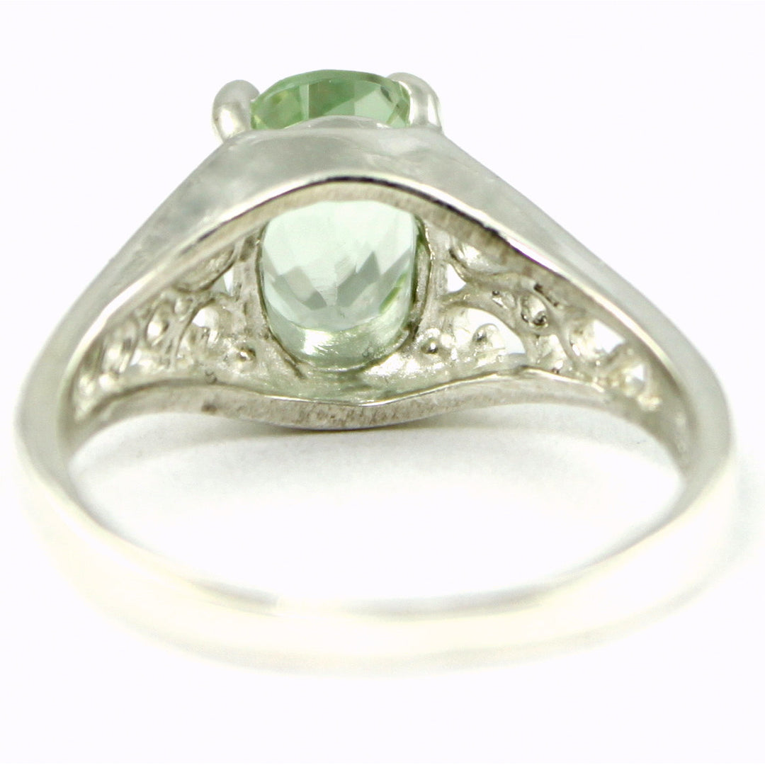 Sterling Silver Ladies Ring Green Amethyst SR005 Image 4