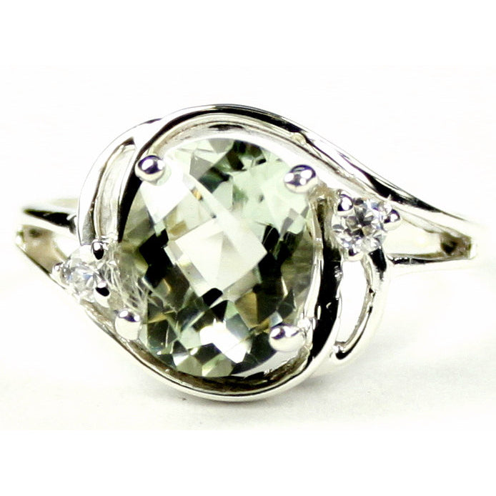 Sterling Silver Ladies Ring Green Amethyst SR021 Image 1