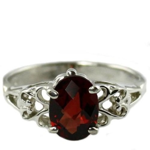 SR302 8x6mm Mozambique Garnet 925 Sterling Silver Ring Image 1