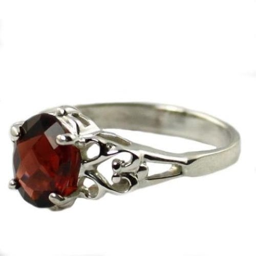 SR302 8x6mm Mozambique Garnet 925 Sterling Silver Ring Image 2