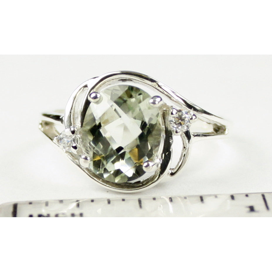 Sterling Silver Ladies Ring Green Amethyst SR021 Image 4