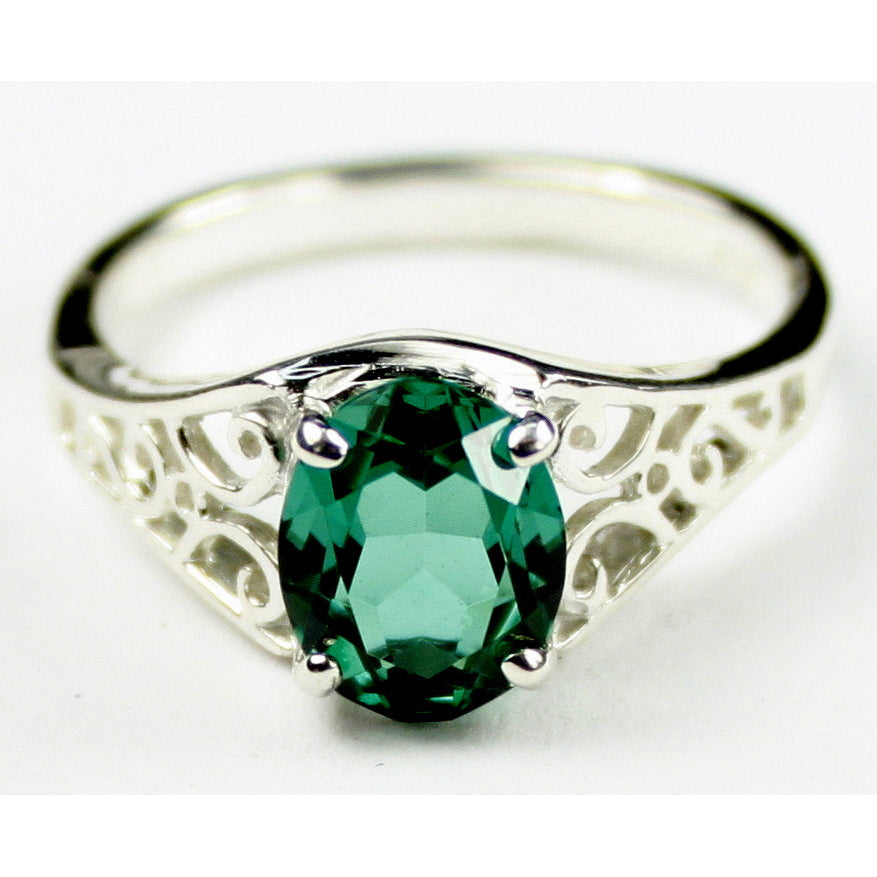 Sterling Silver Ladies Ring Created Emerald SR005 Image 1