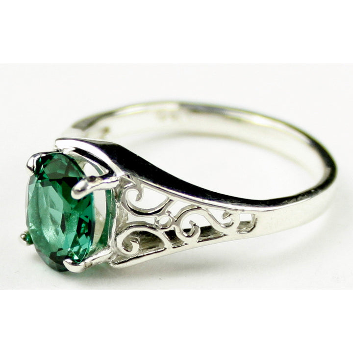 Sterling Silver Ladies Ring Created Emerald SR005 Image 2