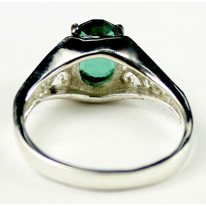 Sterling Silver Ladies Ring Created Emerald SR005 Image 4