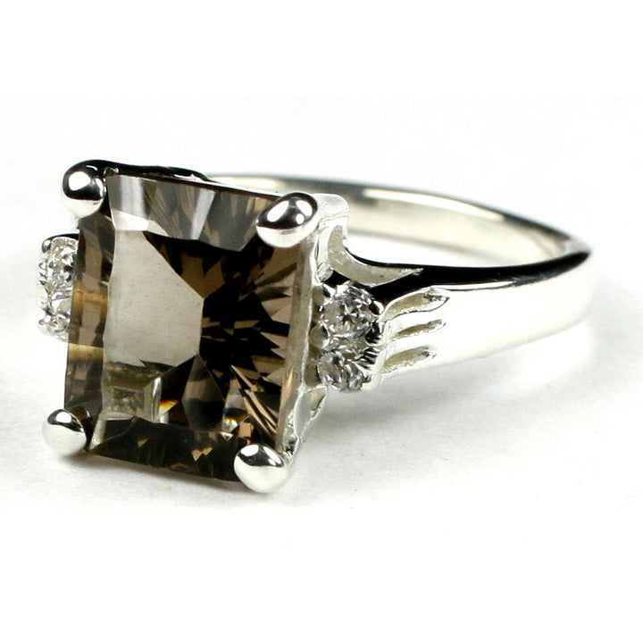 SR221 Smoky Quartz 925 Sterling Silver Ring Image 2