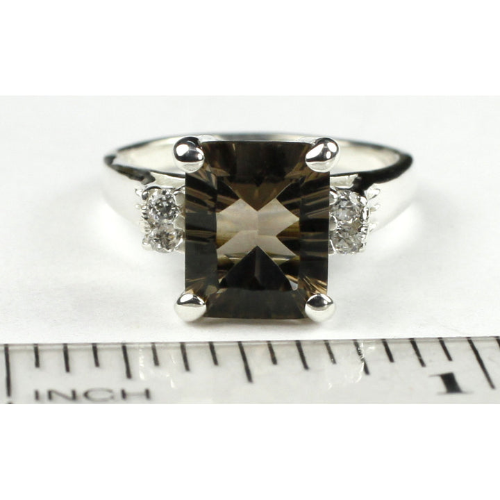 SR221 Smoky Quartz 925 Sterling Silver Ring Image 4