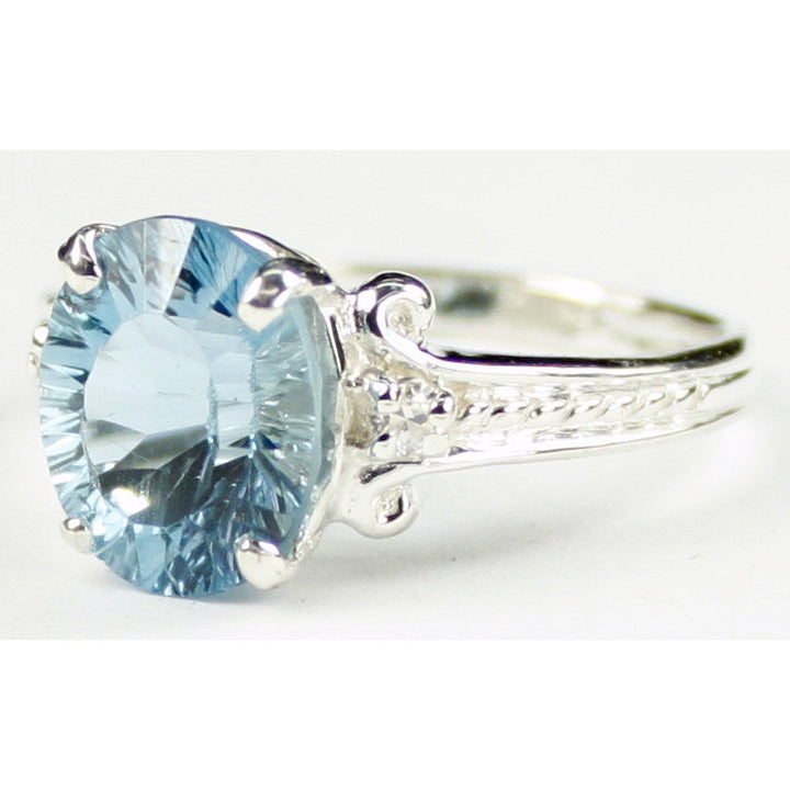 SR136 4.5 cts Quantum Cut Swiss Blue Topaz 925 Sterling Silver Ring Image 2