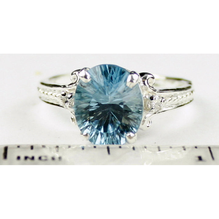 SR136 4.5 cts Quantum Cut Swiss Blue Topaz 925 Sterling Silver Ring Image 4