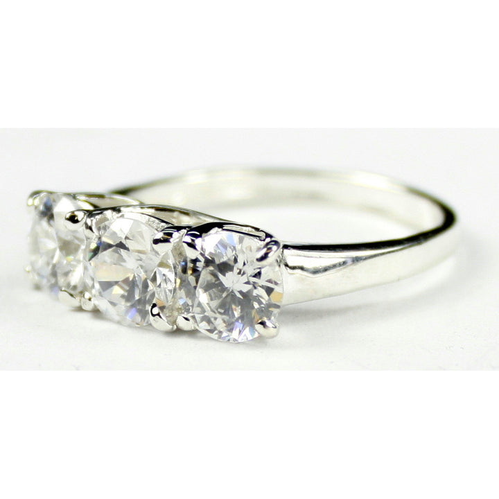 SR255 Three 1 ct Cubic Zirconia 925 Sterling Silver Ring Image 2