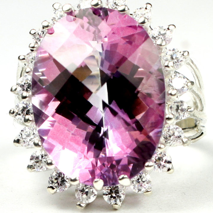 Sterling Silver Halo Ring Pure Pink Topaz SR270 Image 1