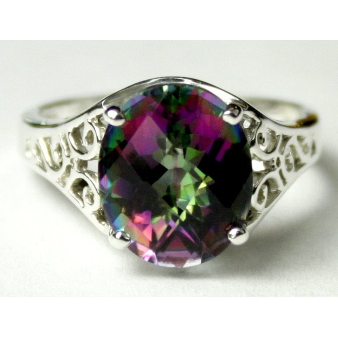 SR057 12x10mm 6 ct Mystic Fire Topaz 925 Sterling Silver Ring Image 1