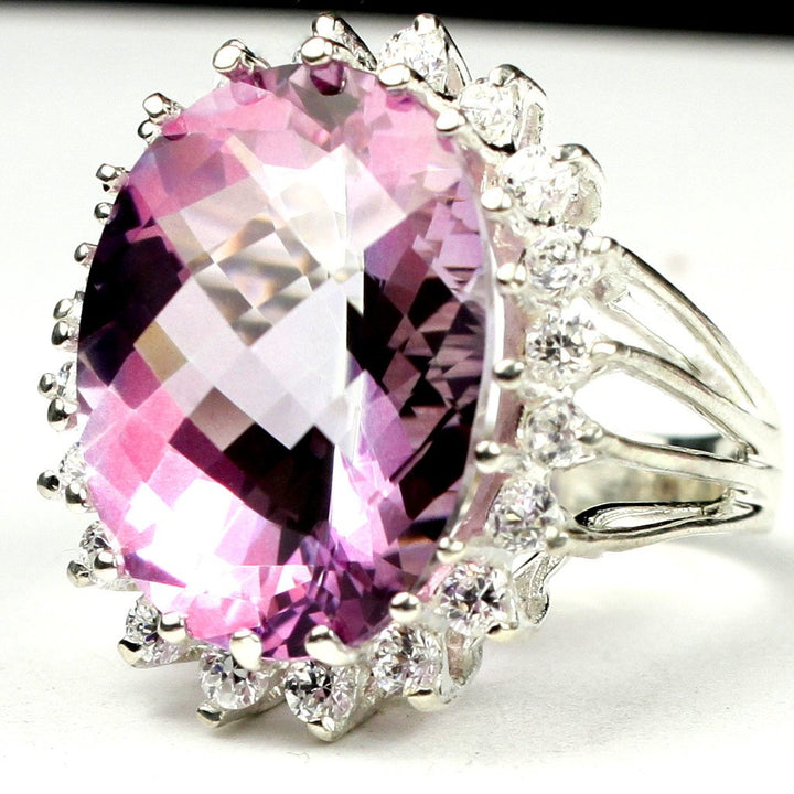 Sterling Silver Halo Ring Pure Pink Topaz SR270 Image 2