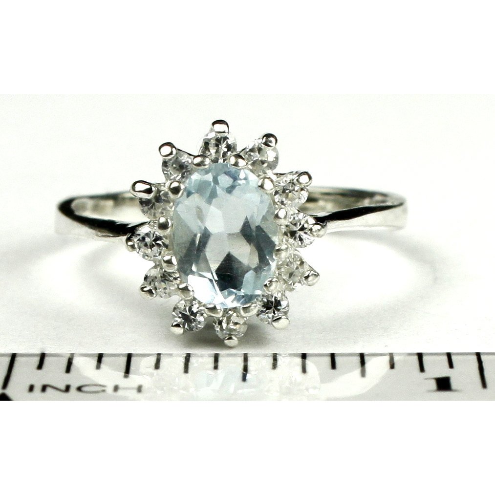 SR235 Aquamarine 925 Sterling Silver Ring Image 4