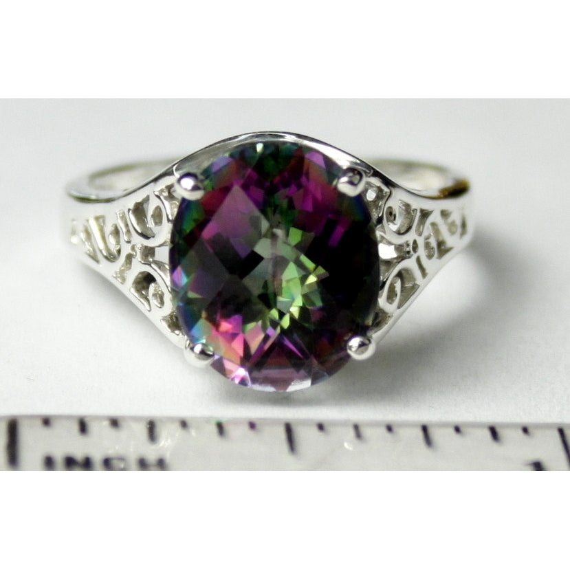 SR057 12x10mm 6 ct Mystic Fire Topaz 925 Sterling Silver Ring Image 4