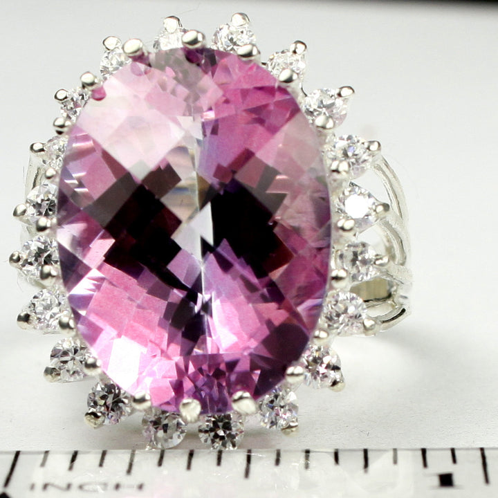 Sterling Silver Halo Ring Pure Pink Topaz SR270 Image 4